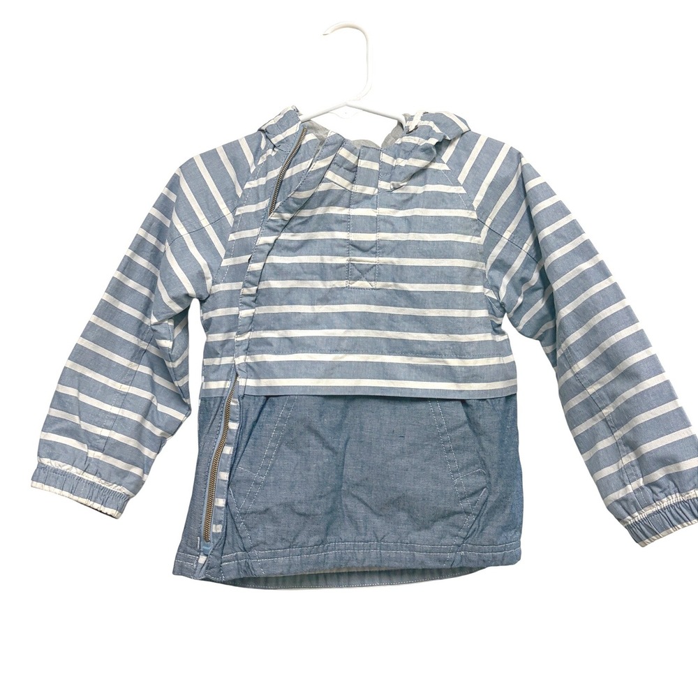 Mothercare Windbreaker Jacket Blue Striped Hooded Anorak‎ Pullover 18-24 Months